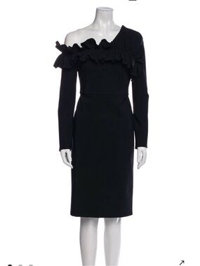 Black One-Shoulder Ruffle Sheath Dress